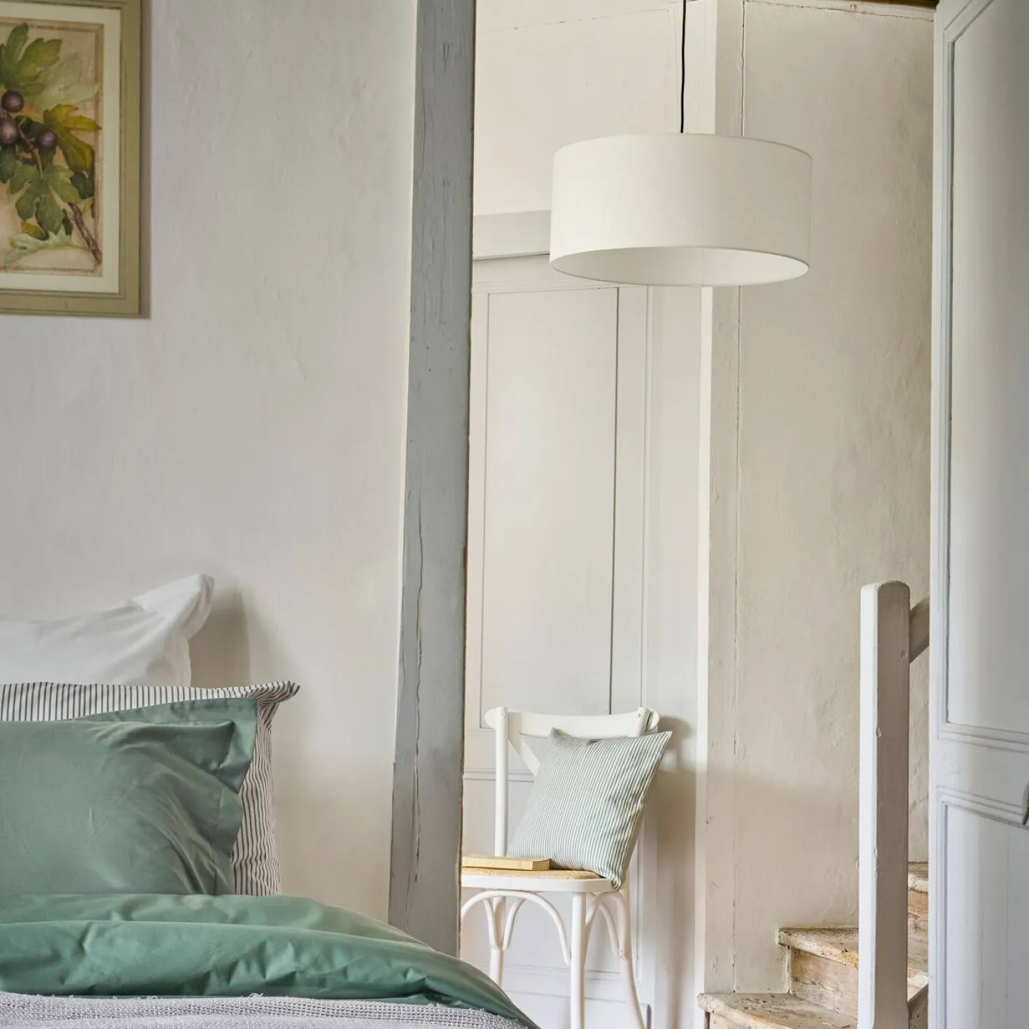 Abat-jour pour suspension tissu blanc 60 cm Robine