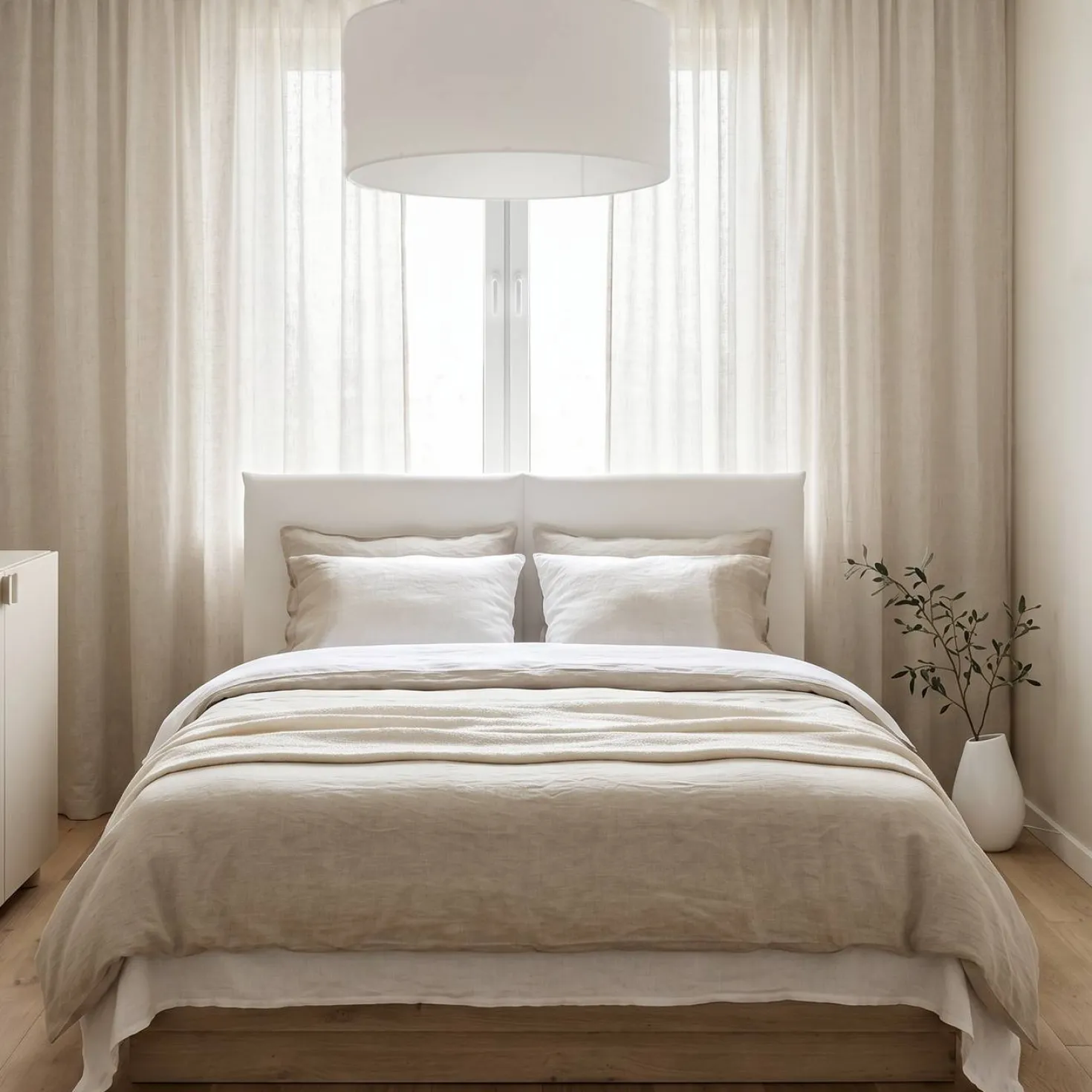 Abat-jour pour suspension tissu blanc 60 cm Robine
