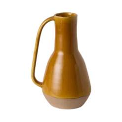 Amphore vase déco à anse curry en céramique 24cm