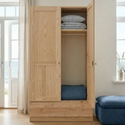 Armoire bois massif 2 portes 1 tiroir Iris