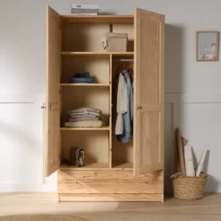 Armoire bois massif 2 portes 1 tiroir Iris