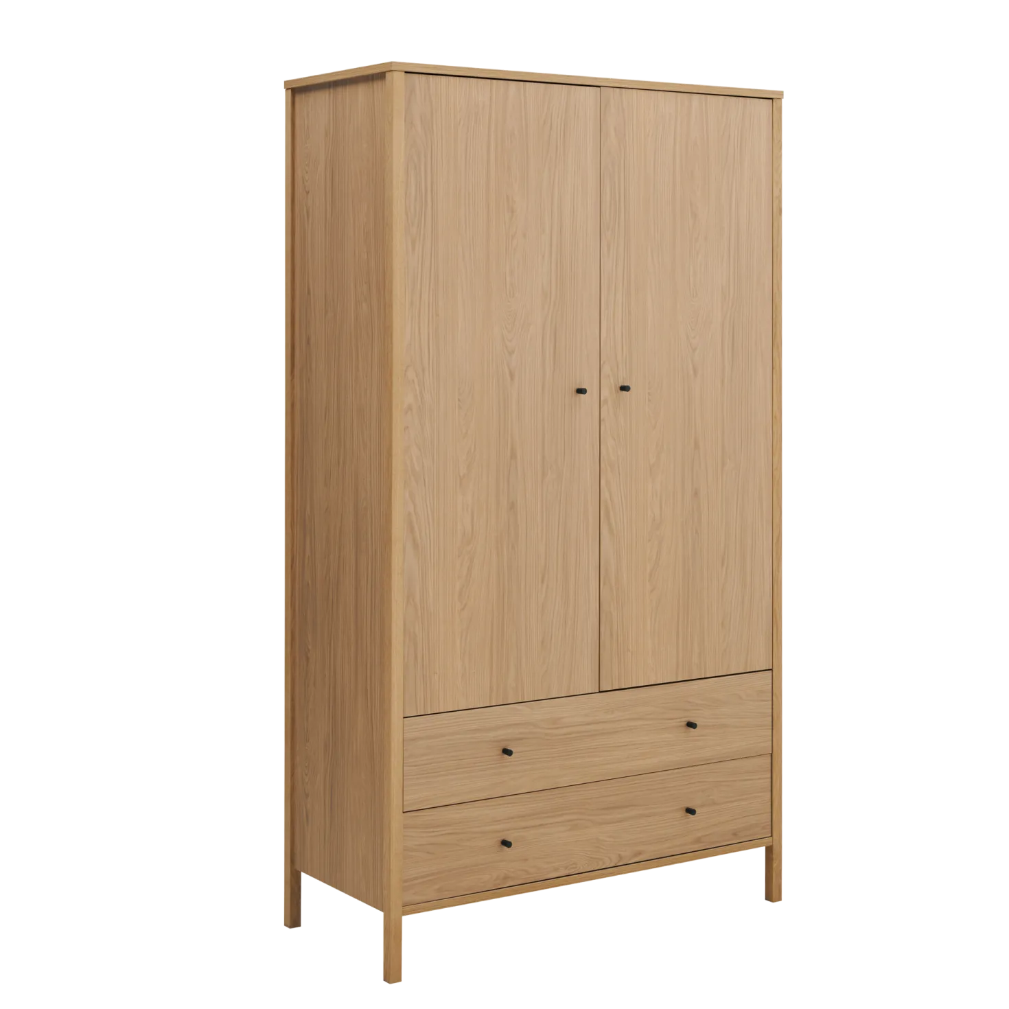 Armoire décor bois 2 portes 2 tiroirs Simon