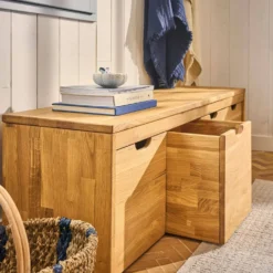 Banc bois massif 4 cubes de rangement Cyriel