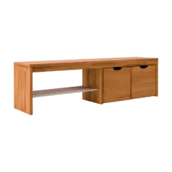 Banc à chaussures bois massif avec 2 cubes de rangement Cyriel