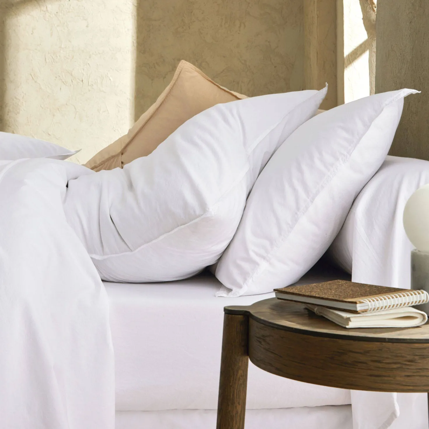 BLANC DES VOSGES Drap housse percale lavée Bohème