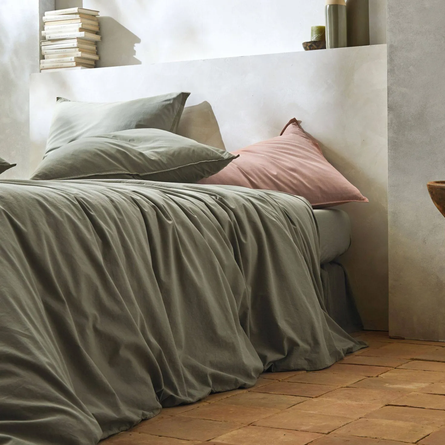 BLANC DES VOSGES Drap housse percale lavée Bohème