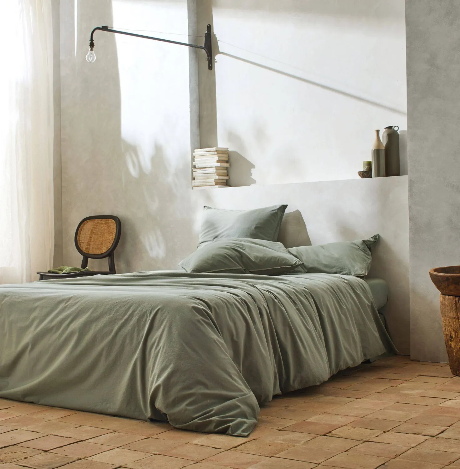 BLANC DES VOSGES Drap housse percale lavée Bohème