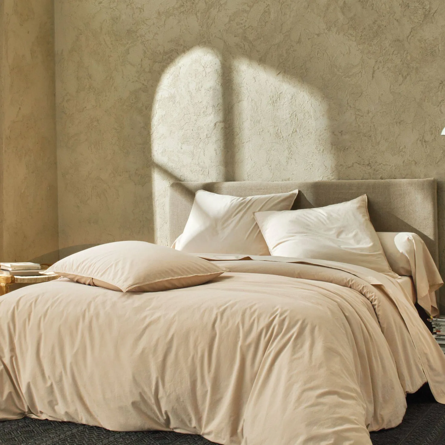 BLANC DES VOSGES Drap housse percale lavée Bohème