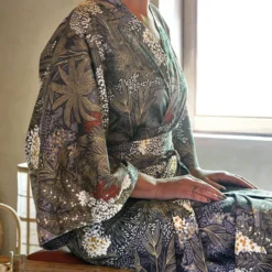 BLANC DES VOSGES Kimono satin de coton Jardins de Babylone