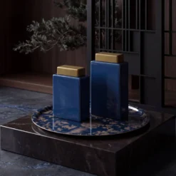 Boîte céramique déco bleu 24 cm Sirine
