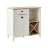 Buffet bas blanc et décor bois 1 porte 1 tiroir 94,5 cm Pivoine
