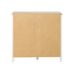 Buffet bas blanc et décor bois 1 porte 1 tiroir 94,5 cm Pivoine
