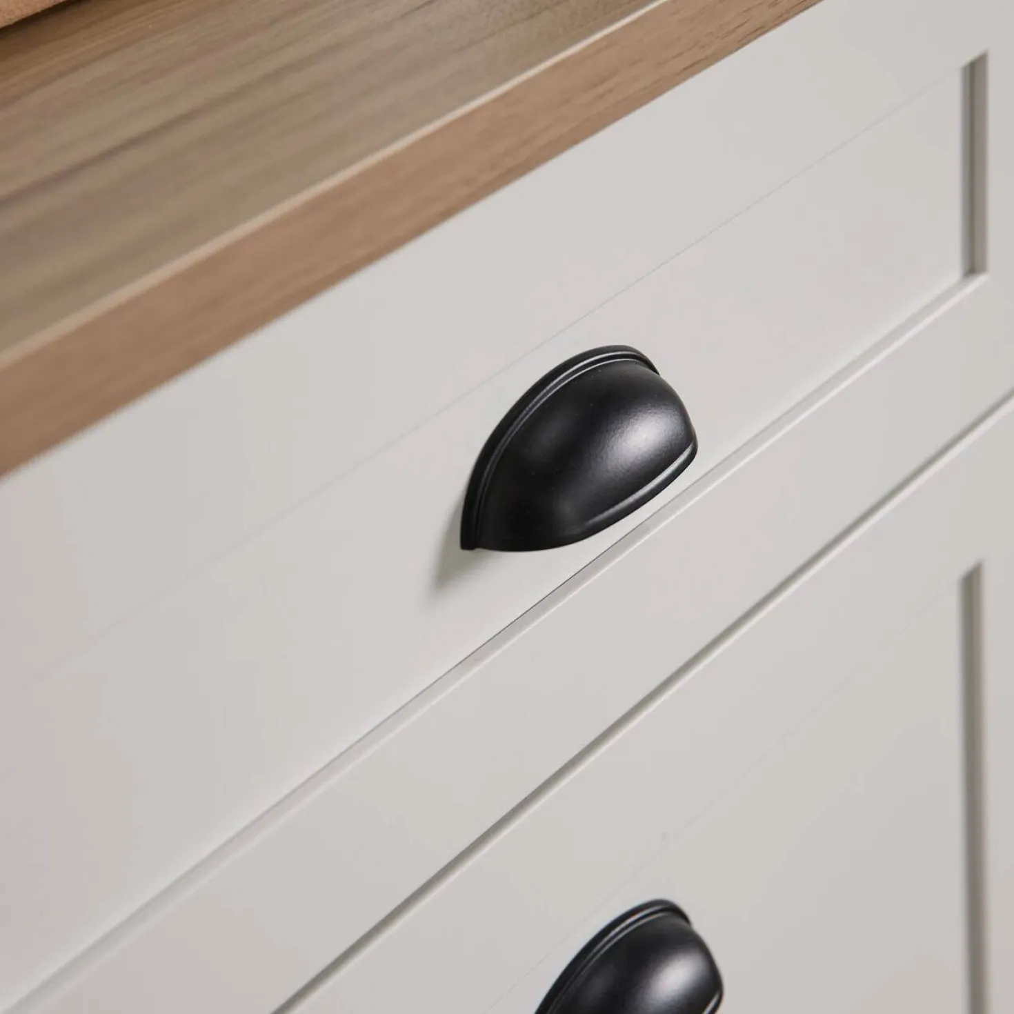 Buffet bas blanc et décor bois 1 porte 1 tiroir 94,5 cm Pivoine