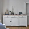 Buffet blanc et bois 3 portes 3 tiroirs 200 cm Apolline