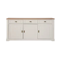 Buffet blanc et bois 3 portes 3 tiroirs 200 cm Apolline