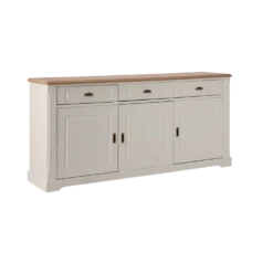 Buffet blanc et bois 3 portes 3 tiroirs 200 cm Apolline