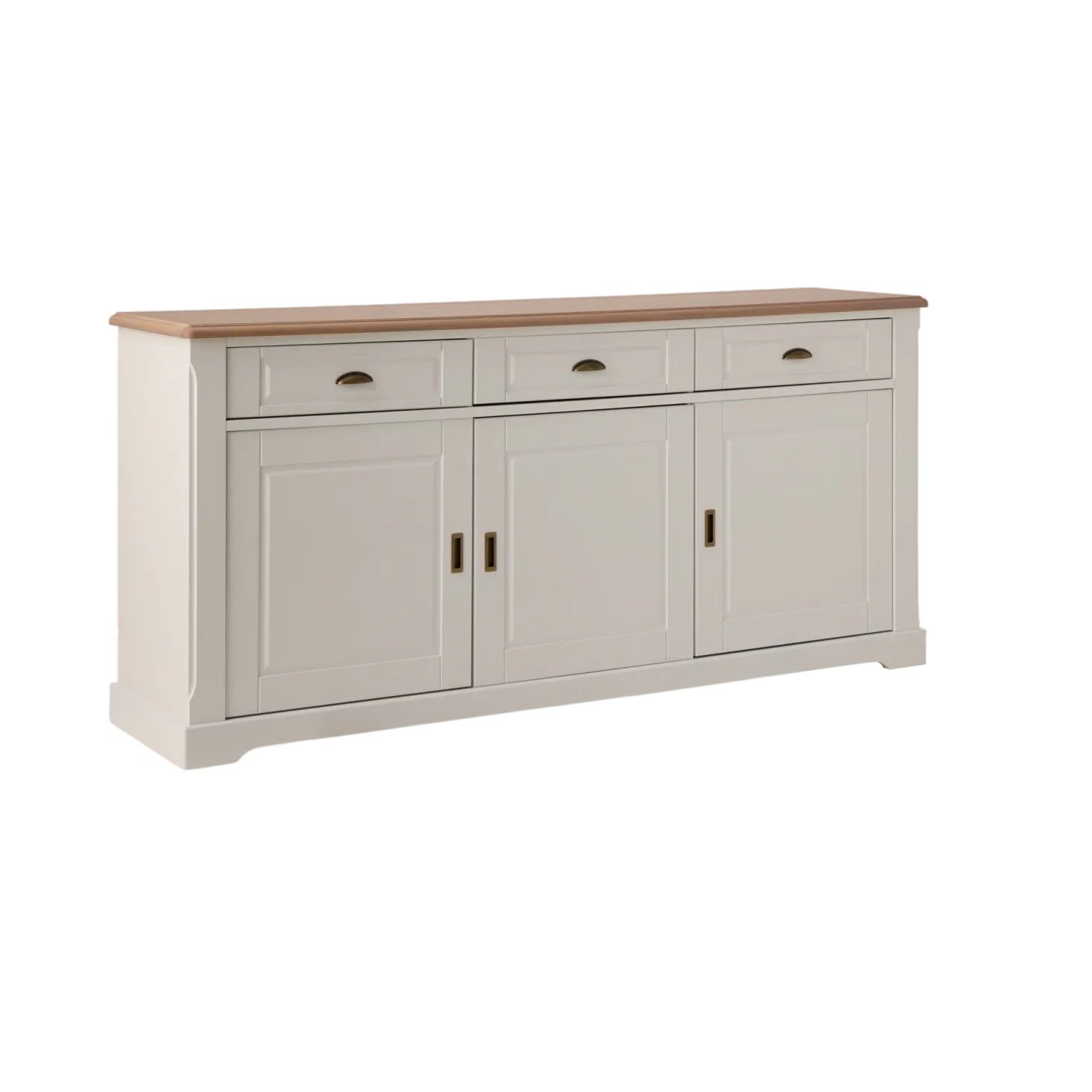 Buffet blanc et bois 3 portes 3 tiroirs 200 cm Apolline
