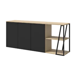 Buffet bois clair et noir 192 cm Albi