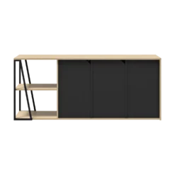 Buffet bois clair et noir 192 cm Albi
