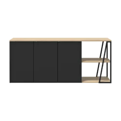 Buffet bois clair et noir 192 cm Albi