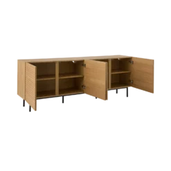 Buffet bois et pieds métal 4 portes 210 cm Alex