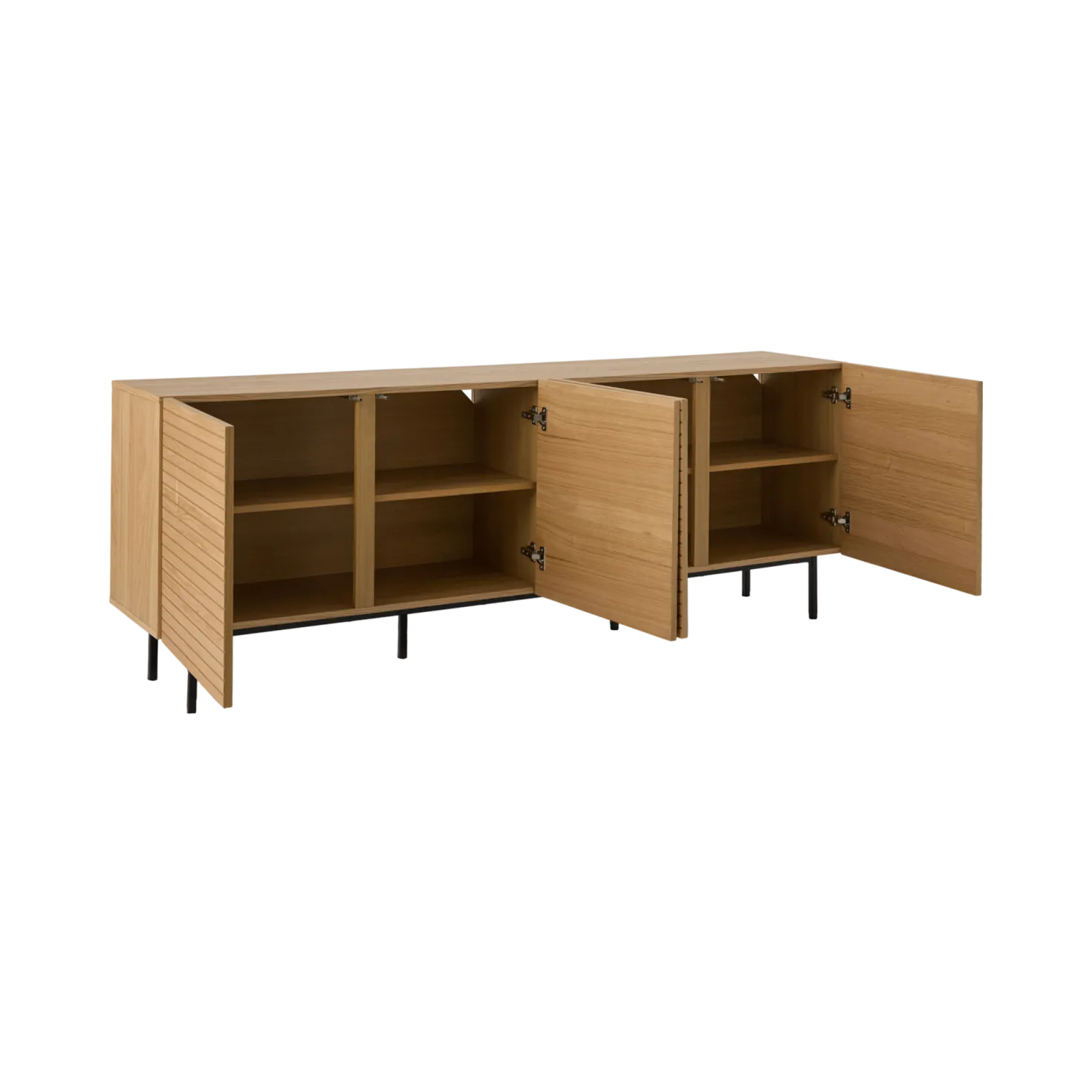 Buffet bois et pieds métal 4 portes 210 cm Alex