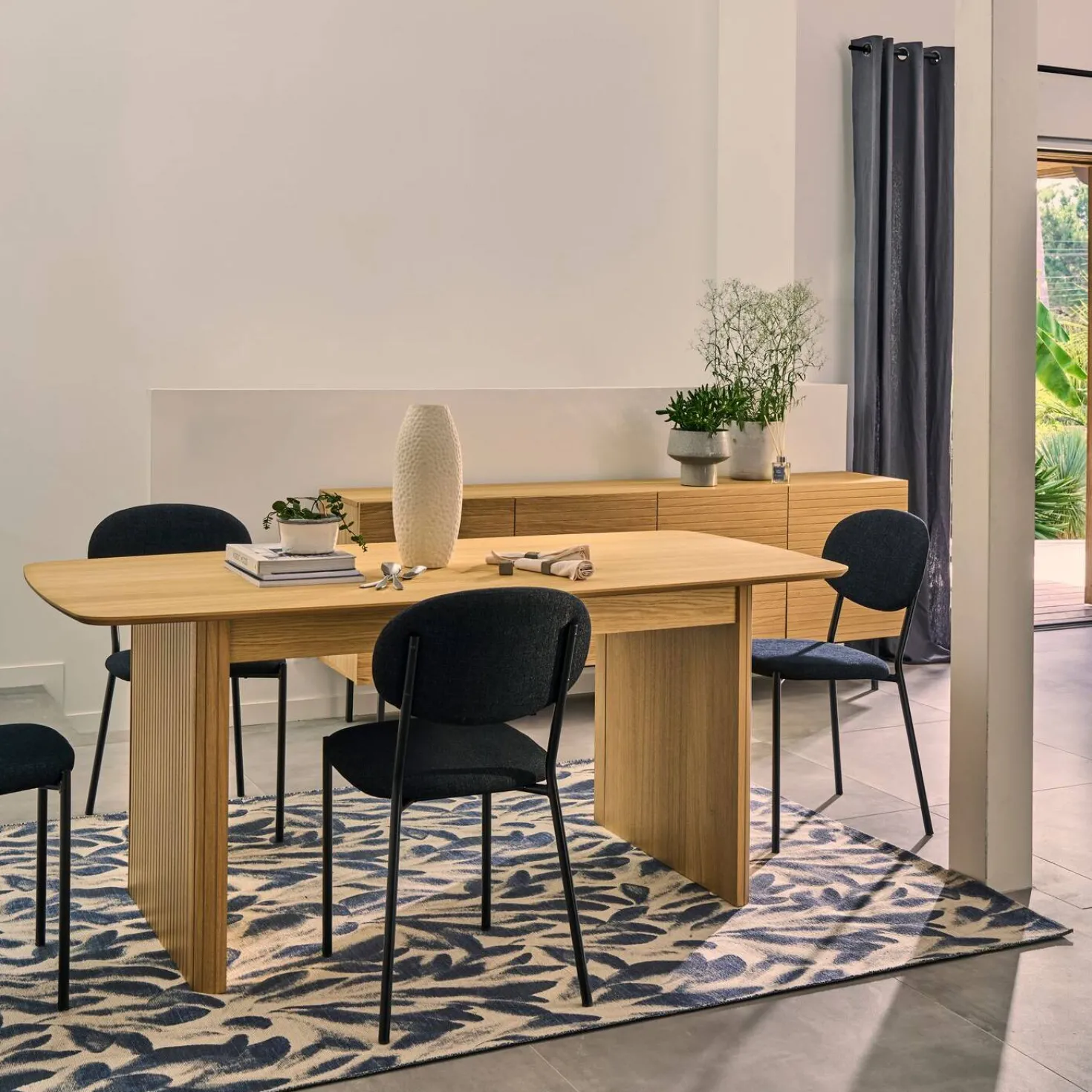 Buffet bois et pieds métal 4 portes 210 cm Alex