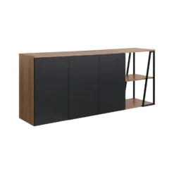 Buffet bois foncé et noir 192 cm Albi