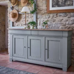 Buffet bois massif 3 portes 3 tiroirs 190 cm Embellie