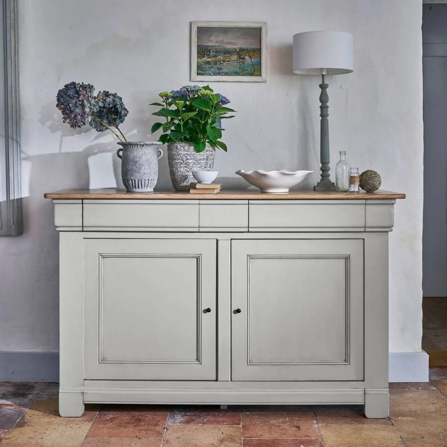 Buffet bois massif 2 portes 3 tiroirs 160 cm Embellie