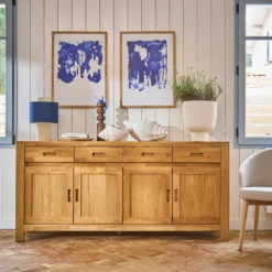 Buffet chêne massif 4 portes 4 tiroirs 182 cm Luminescence
