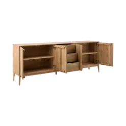 Buffet chêne massif 4 portes 3 tiroirs 221 cm Charles
