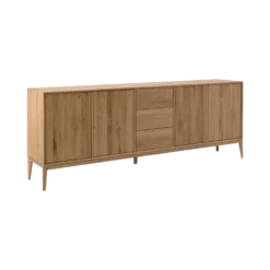 Buffet chêne massif 4 portes 3 tiroirs 221 cm Charles