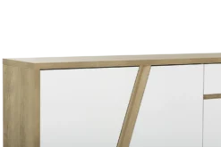 Buffet décor bois et blanc 4 portes 1 tiroir 213 cm Gustave