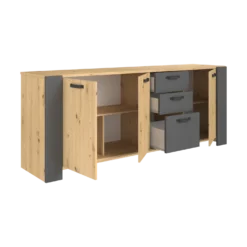 Buffet décor bois 3 portes 220 cm Pippa