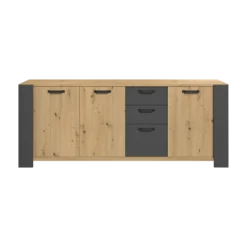 Buffet décor bois 3 portes 220 cm Pippa