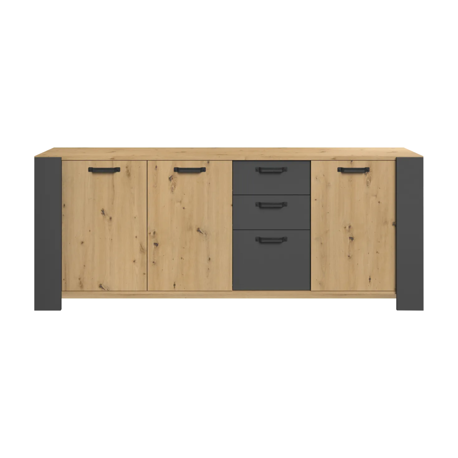 Buffet décor bois 3 portes 220 cm Pippa
