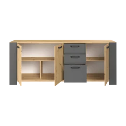 Buffet décor bois 3 portes 220 cm Pippa