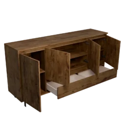 Buffet décor bois 4 portes 1 tiroir 180 cm Gustavo