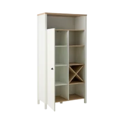 Buffet haut blanc et décor bois 1 porte Pivoine