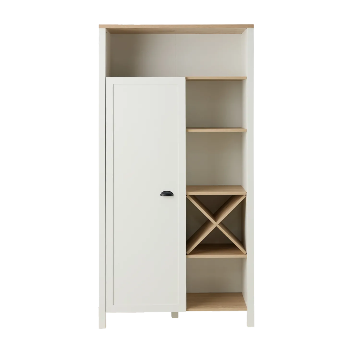 Buffet haut blanc et décor bois 1 porte Pivoine