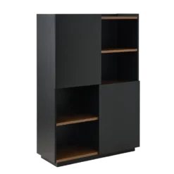 Buffet haut bois foncé et noir Nina