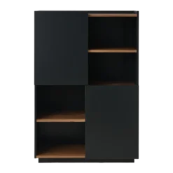 Buffet haut bois foncé et noir Nina
