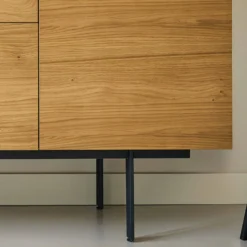 Buffet 4 portes et 1 tiroir bois pieds métal 200 cm Mattéo