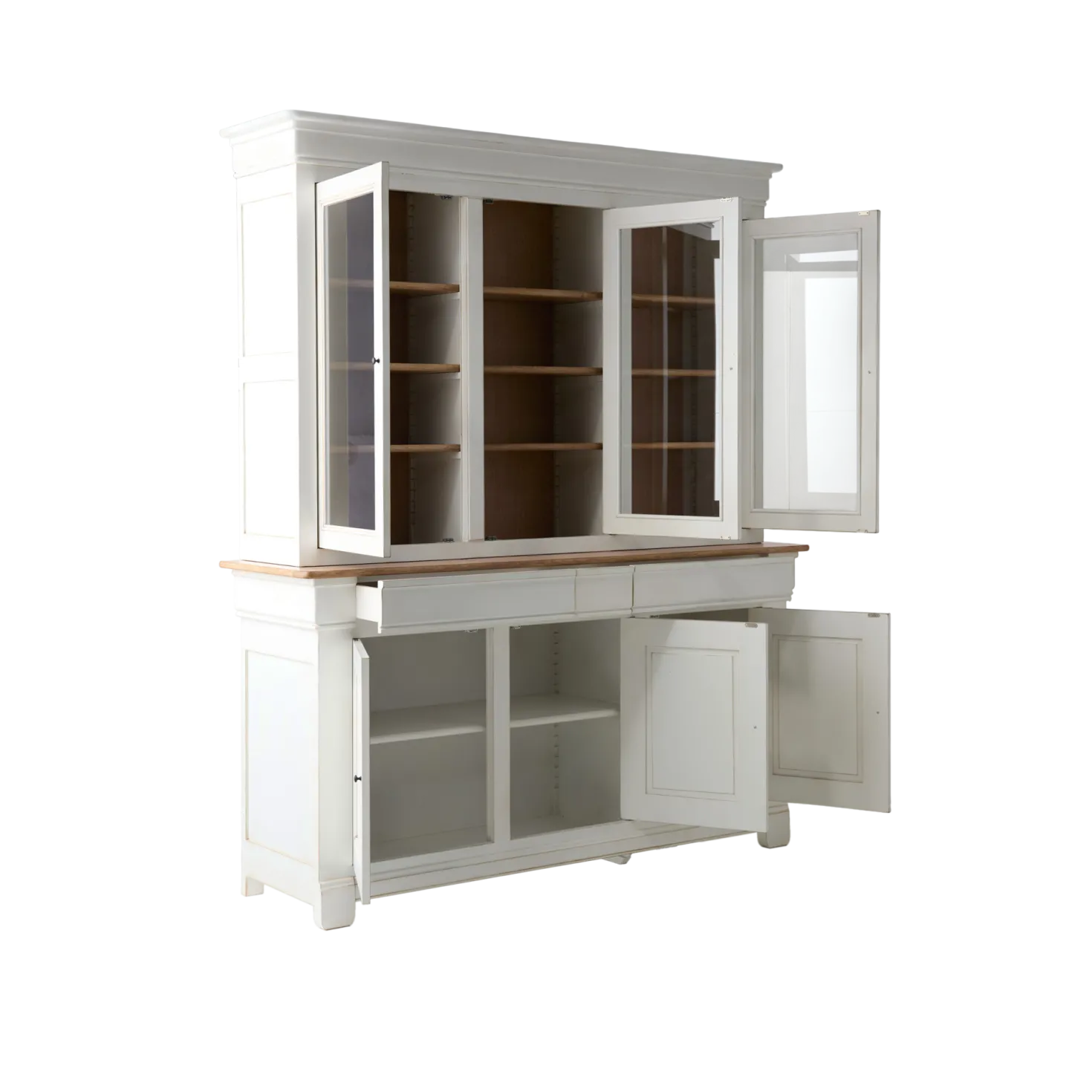 Buffet vaisselier bois massif 6 portes 3 tiroirs Embellie
