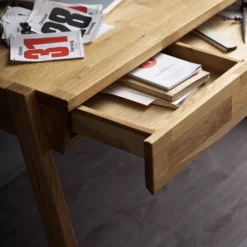 Bureau avec tablette en chêne massif Cyriel
