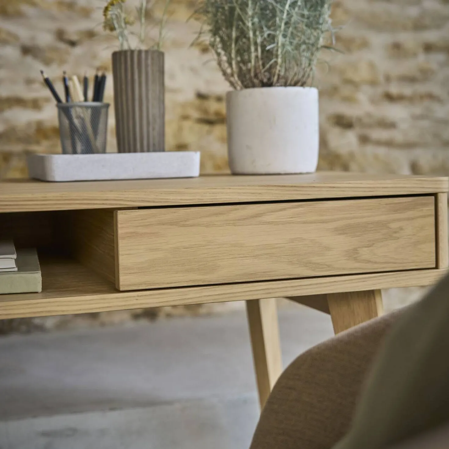 Bureau 1 tiroir bois Atia