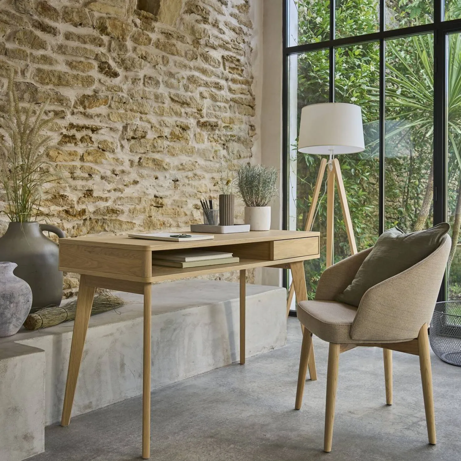 Bureau 1 tiroir bois Atia