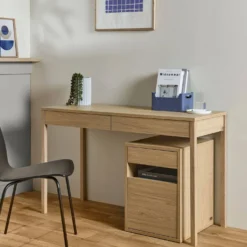 Caisson de bureau décor bois 1 tiroir 1 porte Simon