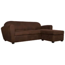Canapé d'angle microfibre aspect cuir vieilli Owen